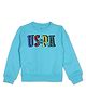US Polo Assn Knitted Full Sleeves Sweatshirt Logo Print - Light Blue