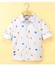 Simply Premium Cotton Full Sleeves Shirt With Striped & Animals Print - Grey & Blue
