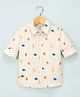Simply Premium Cotton Full Sleeves Shirt With Striped & Animals Print - Cream
