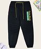 Nino Togs Cotton Loop Knit Game Mood Activated HD Text Printed Joggers  - Black