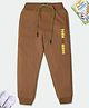 Nino Togs Cotton Loop Knit Little & Genius HD Text Printed Joggers - Brown