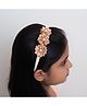 Ribbon candy Triple Satin Flower   Pearl Embellished Hair Band - Gold