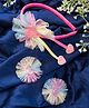 Ribbon candy Set Of 3 Shimmer Heart & Mesh Embellished Coordinating Hair Accessories - Pink & Yellow