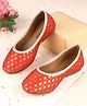 Cute Walk by Babyhug Foil Print Mojaris - Red