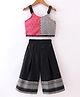Twisha Sleeveless Jaipuri Flower Motif Printed Cut & Sew Detailed Top With Woven Bottom Designed Palazzo - Peach & Black
