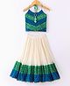 Twisha Sleeveless Floral Printed & Lace Embellished   Top & Ghagra - Blue & Off White