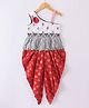 Twisha Sleeveless Paisley Self Designed Gathered Top With Floral Foil Printed Dhoti - White & Red