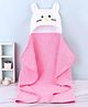 Babyhug Terry Woven Hooded Towel Kitten Print L 76 x B 76 cm - Pink & White