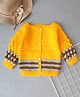 Woonie Handmade Full Sleeves Crochet Bubble Stitch Detailed Sweater - Yellow
