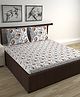 Divine Casa 100% Cotton 144TC Double Bedsheet with 2 Pillow Covers Floral Print_Grey and Brown