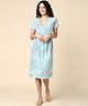 Zelena Half Sleeves Floral  Printed Maternity Dress & Concealed Nursing Access - Multi Colour