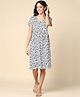 Zelena Half Sleeves Heart Printed Maternity Dress & Concealed Nursing Access - Black