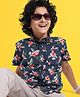 Pine Kids Cotton Half Sleeves Leaves Printed Shirt - Blue