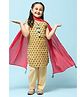BIBA  Half Sleeves Flower Motif & Abstract Pattern  Printed Kurta & Salwar With Dupatta Set -  Yellow