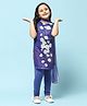 BIBA  Half Sleeves Floral Printed Kurta With Solid Leggings & Dupatta Set - Blue