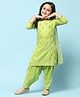 BIBA Three Fourth Sleeves Floral Foil Printed Kurta With Patiala & Dupatta Set - Green
