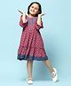 BIBA Three Fourth Sleeves Motif Printed Tired Ethnic Dress - Brown