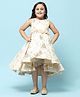 BIBA Sleeveless Floral Applique & Woven Designed Flared Dress - Beige