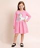Little Marine Full Sleeves Unicorn Printed Dress - Pink
