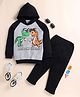 Little Marine Full Sleeves Dinosaur Printed Hooded Tee & Pant Set - Grey