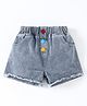 Kookie Kids Mid Thigh Solid Shorts with Colourful Button Detailing - Blue