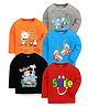 Kuchipoo Pack Of 5 Full Sleeves Typography & Animal Printed  Tee - Multi Colour