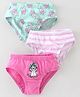 Red Rose Cotton Knit Panties Stripes & Kitty Print Pack of 3 - Pink White & Green