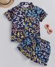 M'andy Half Sleeves Butterfly Printed Night Suit -  Blue
