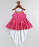 M'andy Sleeveless Bandhej Designed & Lace Embellished Kurta With Dhoti - Pink