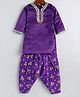 M'Andy Velvet Full Sleeves Gota Lace Embellished & Floral Foil Printed Kurta Dhoti  Set - Purple