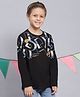 Monte Carlo Full Sleeves Abstract Letters Printed Tee -  Black