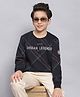 Monte Carlo Full Sleeves Placement Text Printed & Abstract Designed Cotton Blend Sweatshirt - Navy Blue