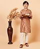 Piccolo Full Sleeves Floral Designed Kurta Pyjama Set - Brown
