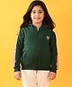 Anthrilo Fleece Full Sleeves Glitter Heart & Side Tape  Embellished Hooded Jacket - Green
