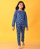 Anthrilo Leopard Blue Girls Long Sleeve Pyjama Set - Blue