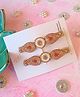 Little Tresses Set Of 2 Ethnic Motif Detailed Alligator Hair Clips  - Brown