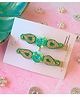 Little Tresses Set Of 2 Ethnic Motif Detailed Alligator Hair Clips  - Green