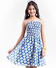 Pine Kids Woven Sleeveless All Over Floral Printed Strappy Dress - Blue