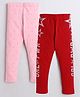 The Sandbox Clothing Co Pack Of 2 Polka Dots & Placement Text Printed Leggings - Red & Pink