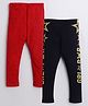 The Sandbox Clothing Co Pack Of 2 Polka Dots & Placement Text Printed Leggings - Red & Black