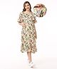 Bella Mama Woven Half Sleeve Maternity Dress With Pocket Floral Print - Yellow