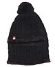 BHARATASYA Pom Pom Detailed  Woolen Knitted Fur Cap With Neck Warmer - Black-  Diameter 36 Cms