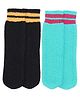 BHARATASYA Pack Of 2 Self Designed Thick Knitted Crew Socks - Black & Blue