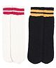 BHARATASYA Pack Of 2 Self Designed Thick Knitted Crew Socks - White & Black