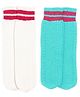 BHARATASYA Pack Of 2 Self Designed Thick Knitted Crew Socks - White & Blue