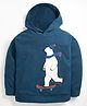Cherry Crumble By Nitt Hyman Full Sleeves Polar Bear Embroidered Hoodie - Blue