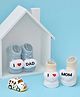 Yellow Bee Pack Of 2 I Love Mom & Dad Stuffed Toy Anti Skid Socks - Blue Yellow & White