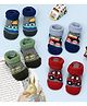 Yellow Bee Pack Of 4 Vehicles  Printed Socks - Blue Red Green Grey