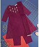 Akkriti by Pantaloons Full Sleeves Floral Embroidered & Sequin Embellished   Kurta Churidar Dupatta Set - Wine Purple