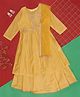 Akkriti by Pantaloons Full Sleeves Floral Embroidered & Dots Foil Printed  Kurta Skirt Dupatta Set - Mustard Yellow